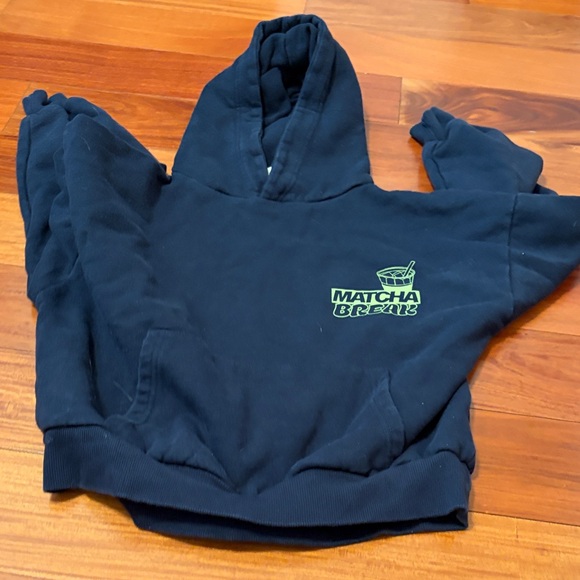 Match Tops - Match Navy Hoodie with Green Logo